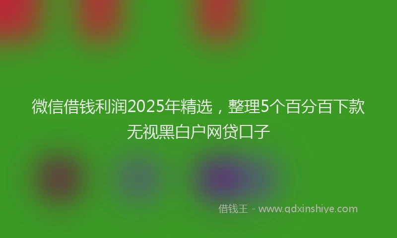 微信借钱利润2025年精选，整理5个百分百下款无视黑白户网贷口子