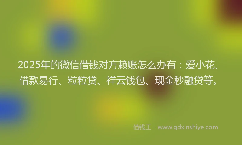 2025年的微信借钱对方赖账怎么办有：爱小花、借款易行、粒粒贷、祥云钱包、现金秒融贷等。