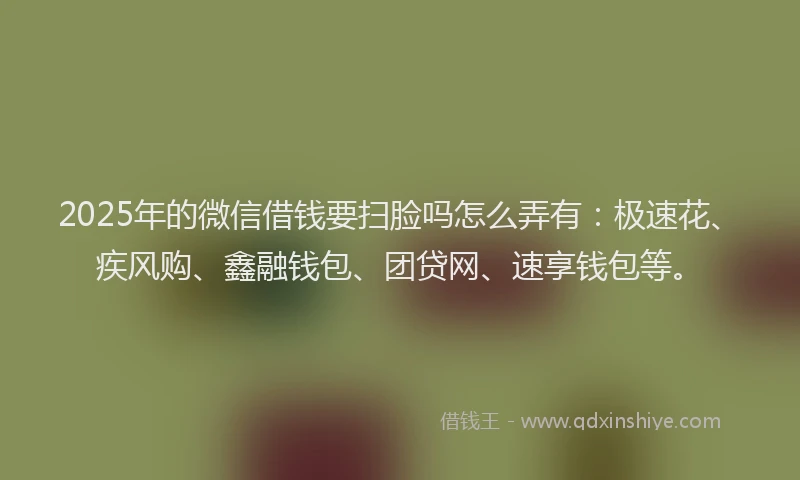 2025年的微信借钱要扫脸吗怎么弄有：极速花、疾风购、鑫融钱包、团贷网、速享钱包等。