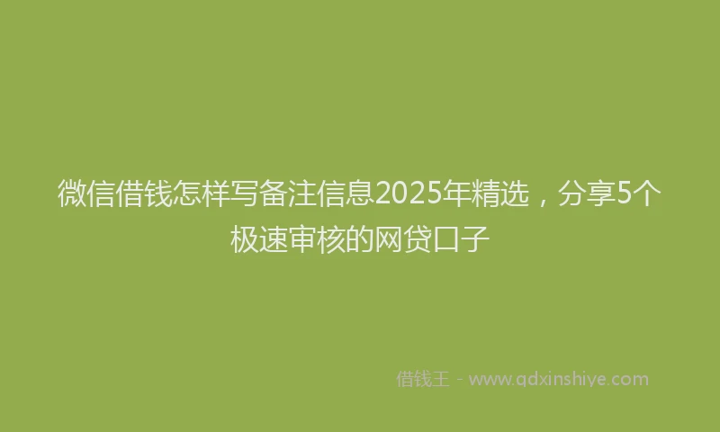 微信借钱怎样写备注信息2025年精选，分享5个极速审核的网贷口子