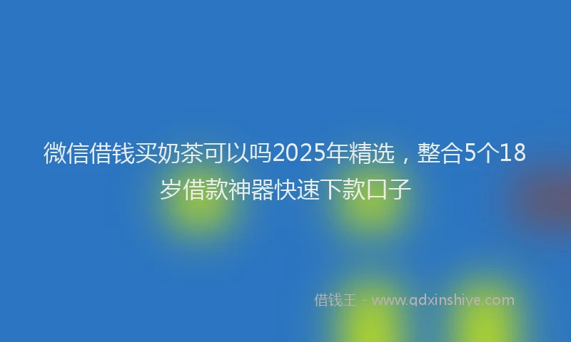 微信借钱买奶茶可以吗2025年精选，整合5个18岁借款神器快速下款口子