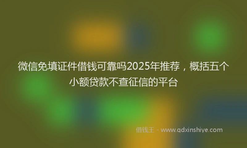 微信免填证件借钱可靠吗2025年推荐，概括五个小额贷款不查征信的平台