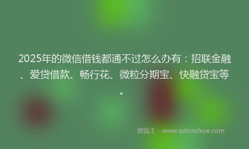 2025年的微信借钱都通不过怎么办有：招联金融、爱贷借款、畅行花、微粒分期宝、快融贷宝等。
