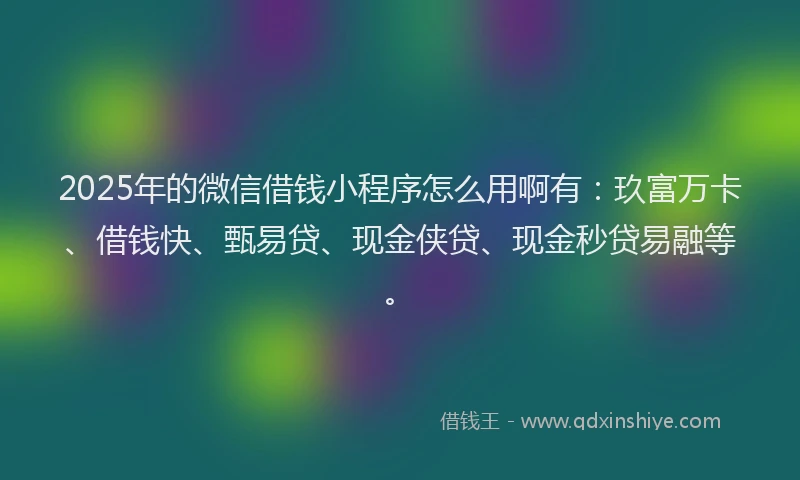 2025年的微信借钱小程序怎么用啊有：玖富万卡、借钱快、甄易贷、现金侠贷、现金秒贷易融等。
