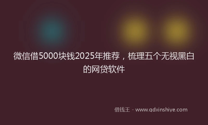 微信借5000块钱2025年推荐，梳理五个无视黑白的网贷软件