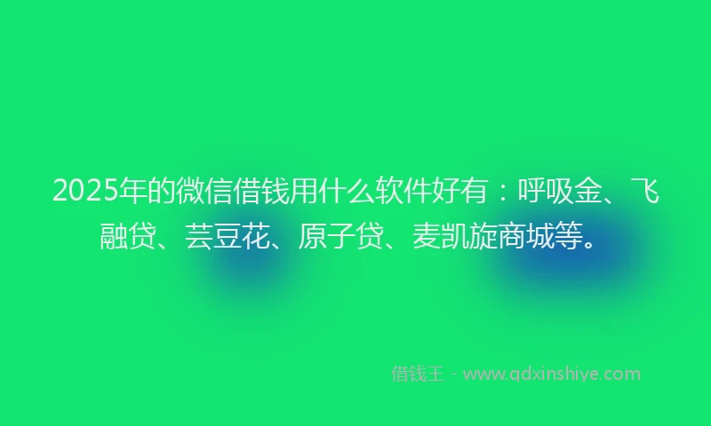2025年的微信借钱用什么软件好有：呼吸金、飞融贷、芸豆花、原子贷、麦凯旋商城等。