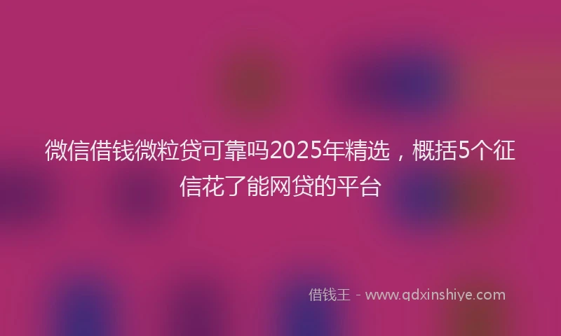 微信借钱微粒贷可靠吗2025年精选，概括5个征信花了能网贷的平台
