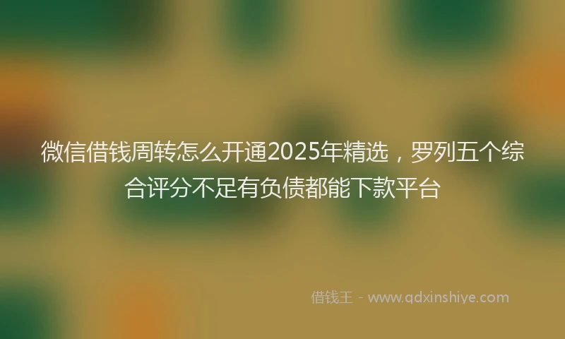 微信借钱周转怎么开通2025年精选，罗列五个综合评分不足有负债都能下款平台