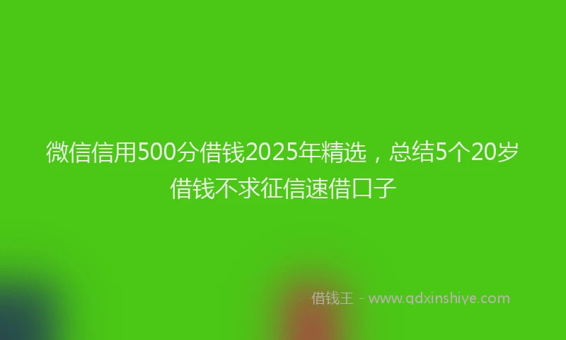 微信信用500分借钱2025年精选，总结5个20岁借钱不求征信速借口子