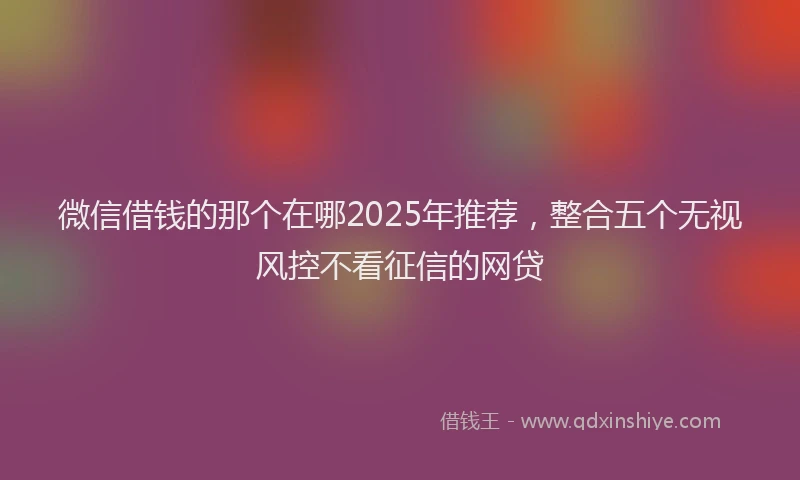 微信借钱的那个在哪2025年推荐，整合五个无视风控不看征信的网贷