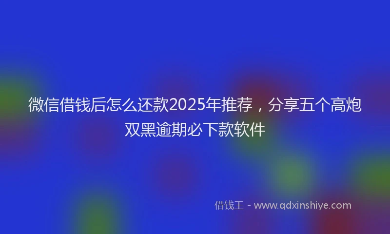 微信借钱后怎么还款2025年推荐，分享五个高炮双黑逾期必下款软件
