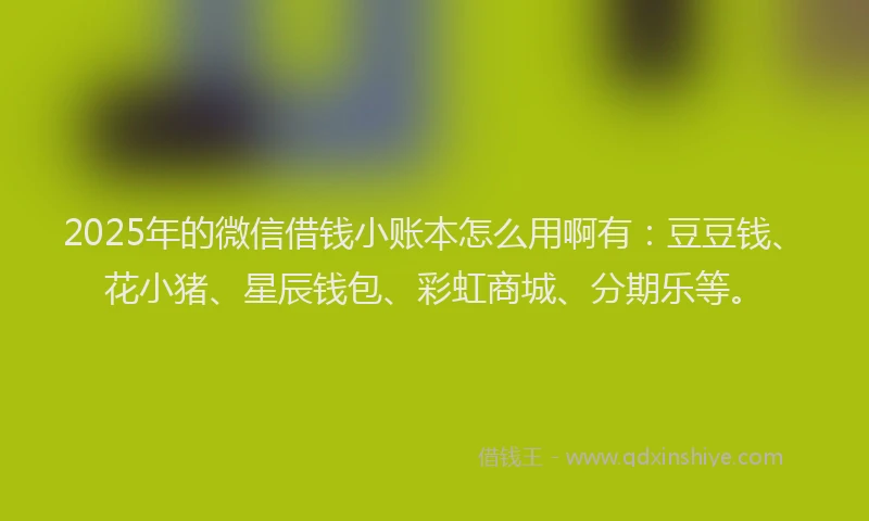 2025年的微信借钱小账本怎么用啊有：豆豆钱、花小猪、星辰钱包、彩虹商城、分期乐等。