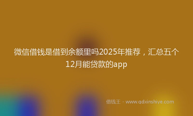 微信借钱是借到余额里吗2025年推荐，汇总五个12月能贷款的app