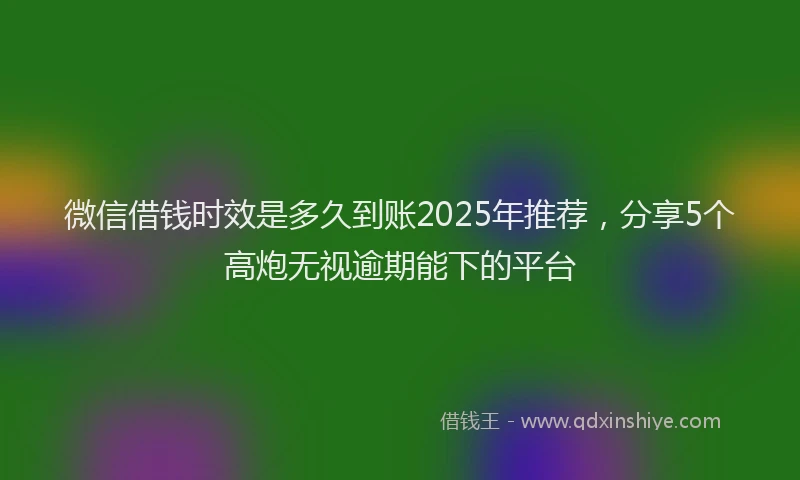 微信借钱时效是多久到账2025年推荐，分享5个高炮无视逾期能下的平台
