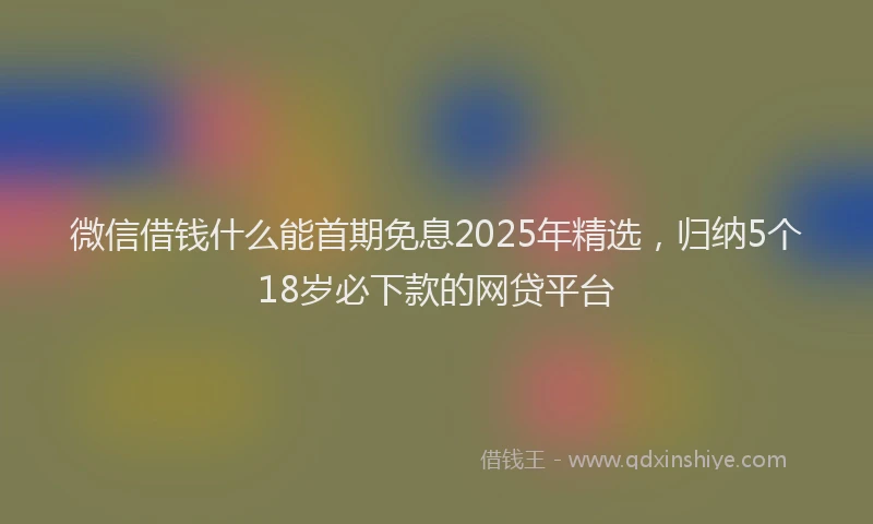 微信借钱什么能首期免息2025年精选，归纳5个18岁必下款的网贷平台
