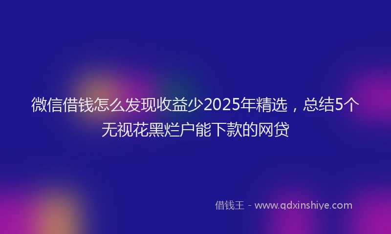微信借钱怎么发现收益少2025年精选，总结5个无视花黑烂户能下款的网贷