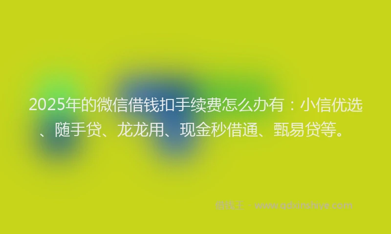 2025年的微信借钱扣手续费怎么办有：小信优选、随手贷、龙龙用、现金秒借通、甄易贷等。