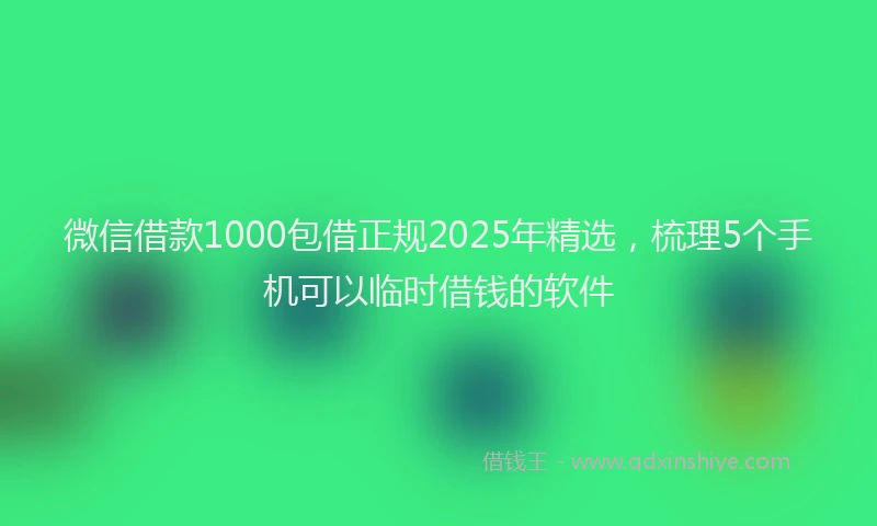 微信借款1000包借正规2025年精选，梳理5个手机可以临时借钱的软件