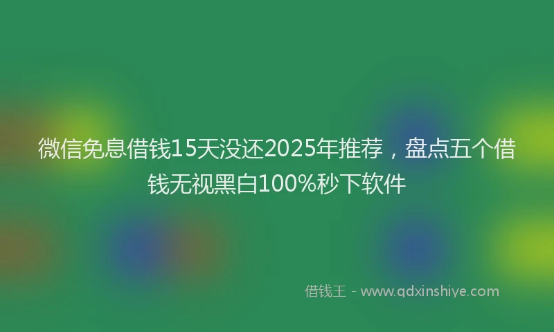 微信免息借钱15天没还2025年推荐，盘点五个借钱无视黑白100%秒下软件