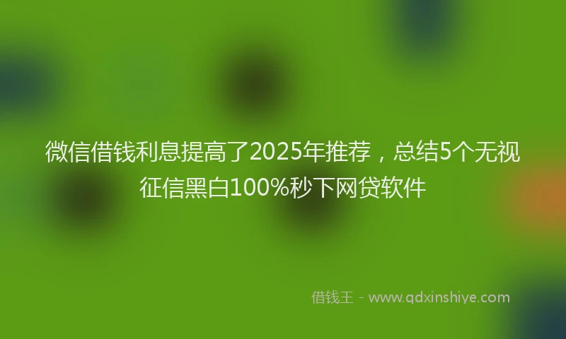 微信借钱利息提高了2025年推荐，总结5个无视征信黑白100%秒下网贷软件