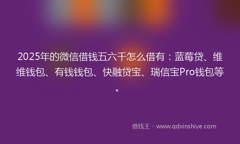 2025年的微信借钱五六千怎么借有：蓝莓贷、维维钱包、有钱钱包、快融贷宝、瑞信宝Pro钱包等。