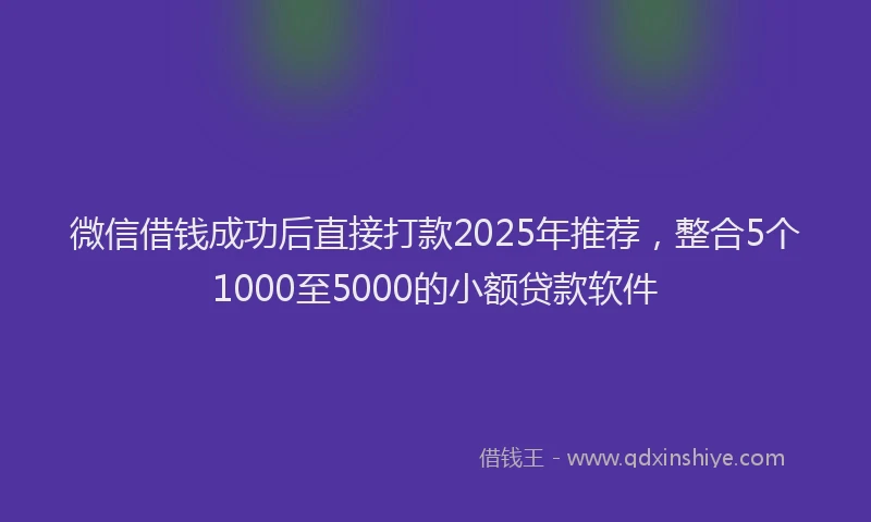 微信借钱成功后直接打款2025年推荐，整合5个1000至5000的小额贷款软件