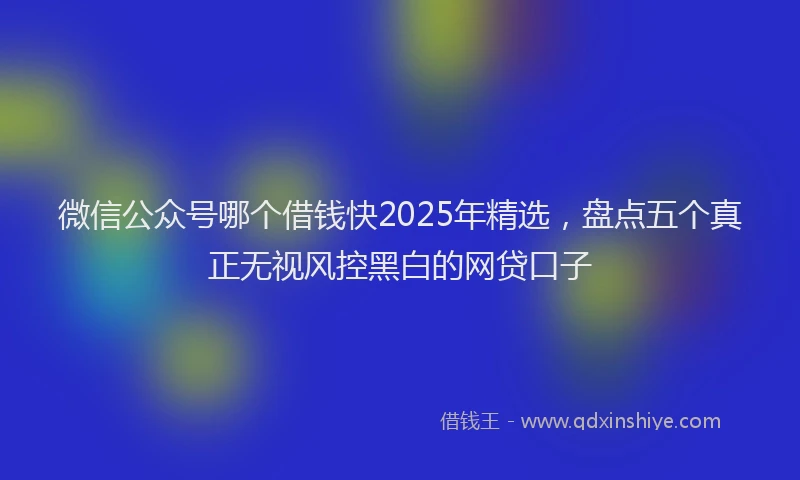 微信公众号哪个借钱快2025年精选，盘点五个真正无视风控黑白的网贷口子