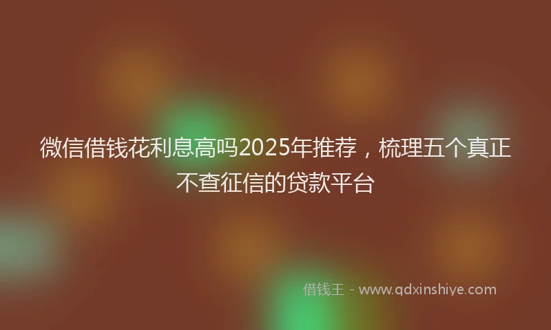 微信借钱花利息高吗2025年推荐，梳理五个真正不查征信的贷款平台