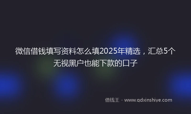 微信借钱填写资料怎么填2025年精选，汇总5个无视黑户也能下款的口子