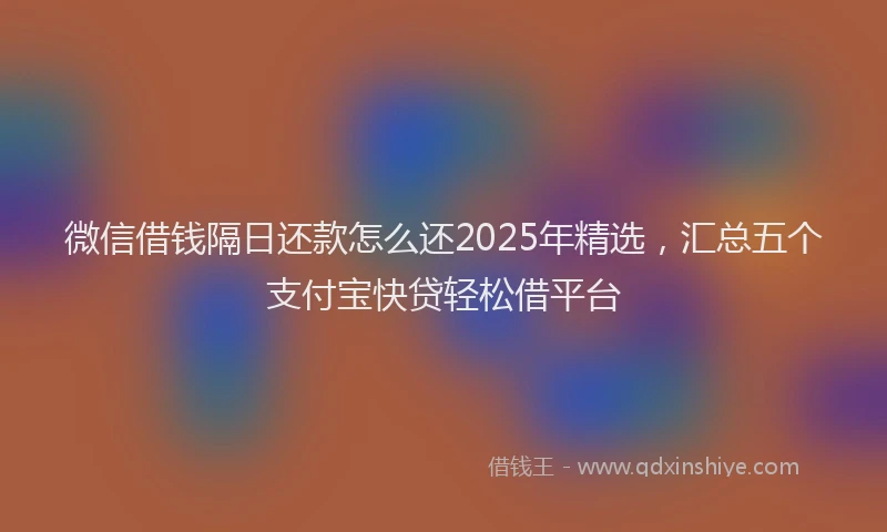 微信借钱隔日还款怎么还2025年精选，汇总五个支付宝快贷轻松借平台
