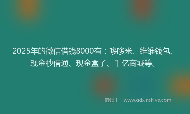 2025年的微信借钱8000有：哆哆米、维维钱包、现金秒借通、现金盒子、千亿商城等。
