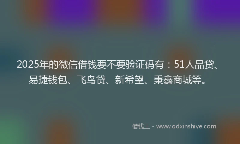 2025年的微信借钱要不要验证码有：51人品贷、易捷钱包、飞鸟贷、新希望、秉鑫商城等。