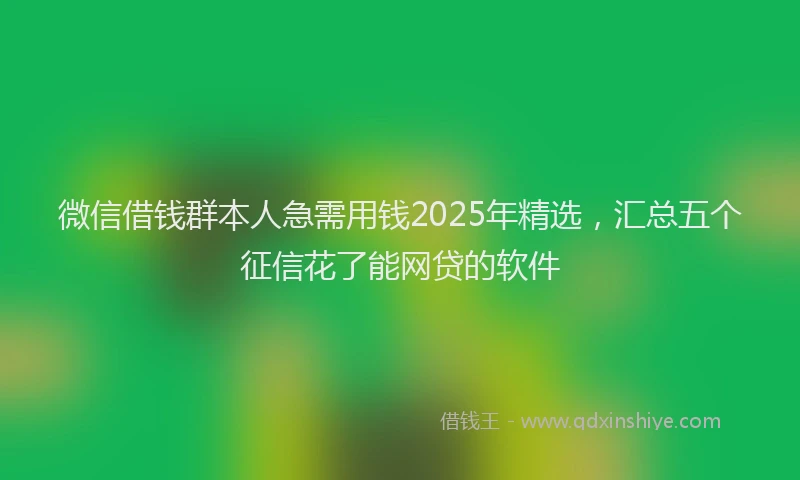 微信借钱群本人急需用钱2025年精选，汇总五个征信花了能网贷的软件