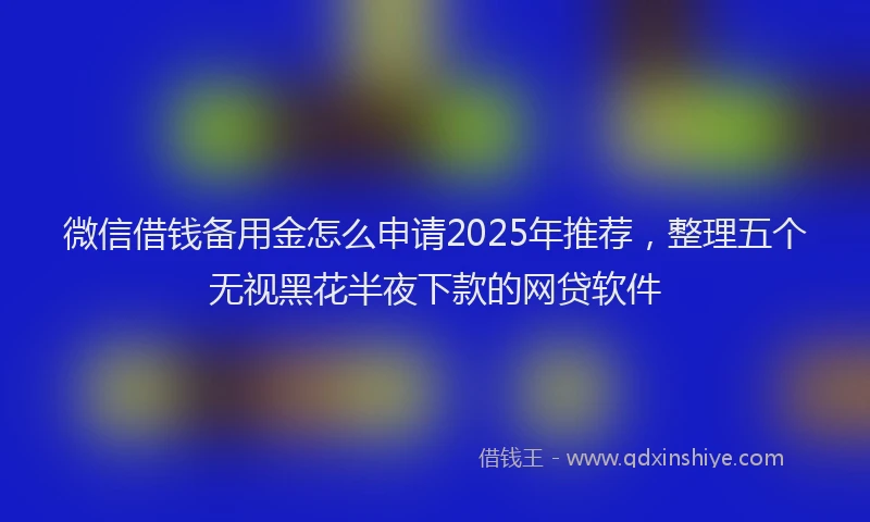 微信借钱备用金怎么申请2025年推荐，整理五个无视黑花半夜下款的网贷软件