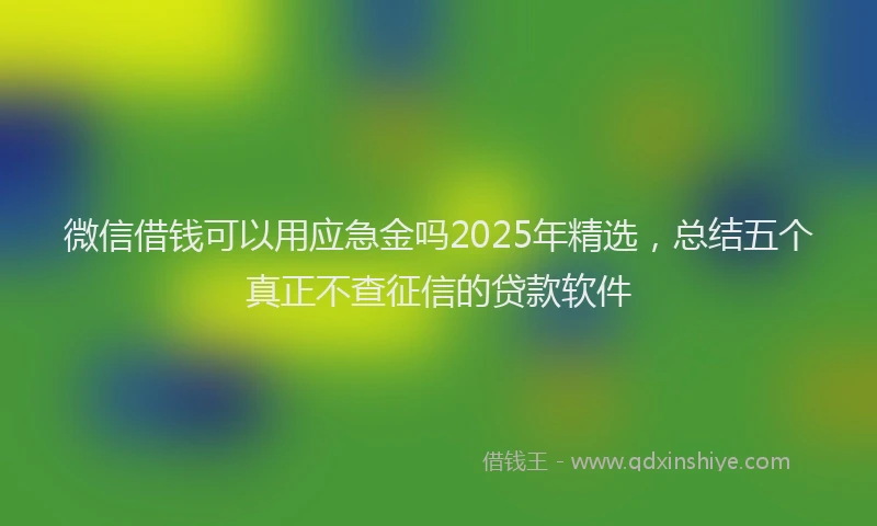 微信借钱可以用应急金吗2025年精选，总结五个真正不查征信的贷款软件