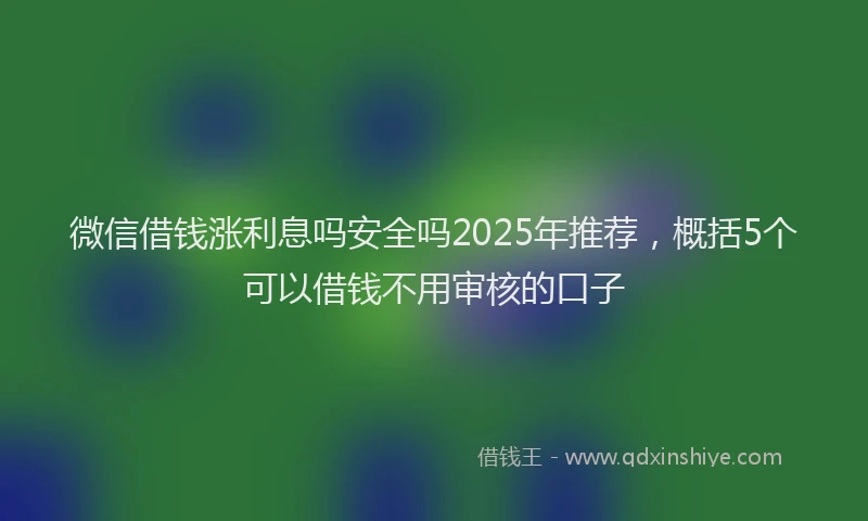 微信借钱涨利息吗安全吗2025年推荐，概括5个可以借钱不用审核的口子