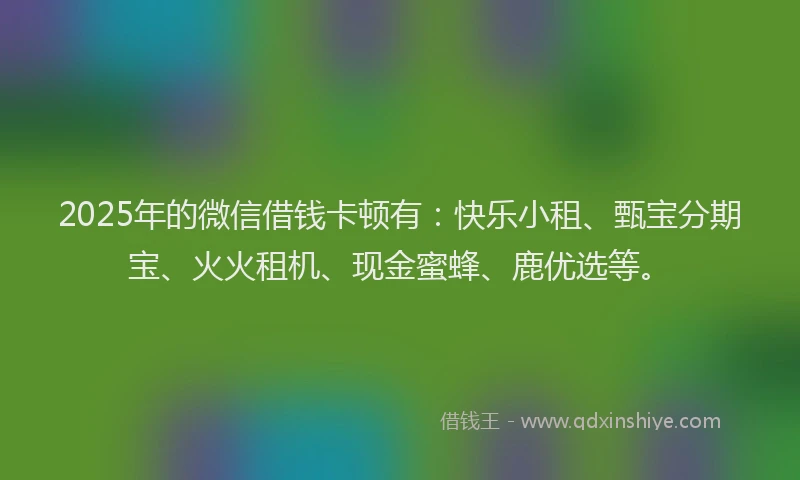 2025年的微信借钱卡顿有：快乐小租、甄宝分期宝、火火租机、现金蜜蜂、鹿优选等。