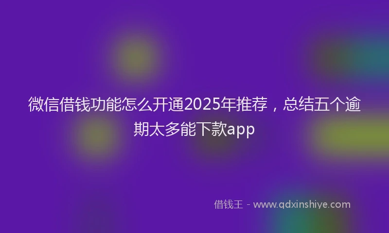 微信借钱功能怎么开通2025年推荐，总结五个逾期太多能下款app