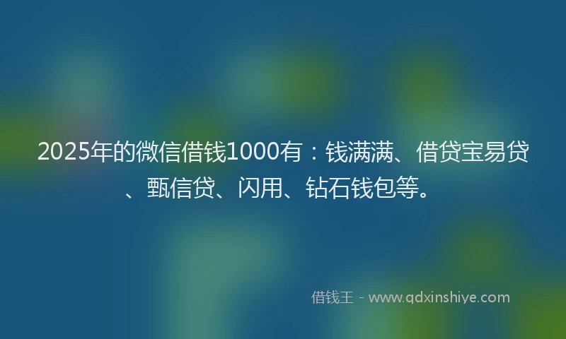 2025年的微信借钱1000有：钱满满、借贷宝易贷、甄信贷、闪用、钻石钱包等。
