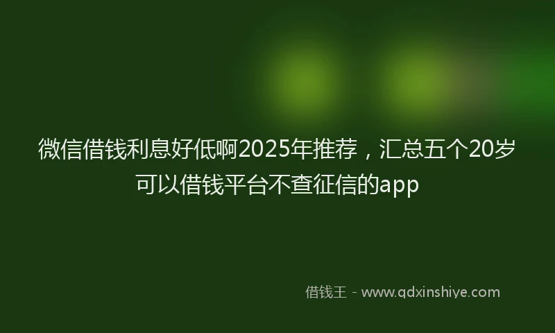微信借钱利息好低啊2025年推荐，汇总五个20岁可以借钱平台不查征信的app