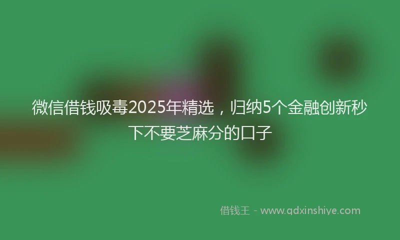 微信借钱吸毒2025年精选，归纳5个金融创新秒下不要芝麻分的口子
