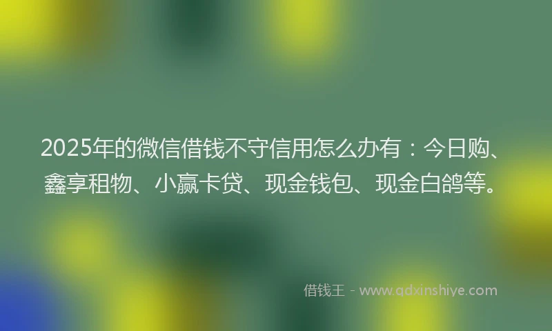 2025年的微信借钱不守信用怎么办有：今日购、鑫享租物、小赢卡贷、现金钱包、现金白鸽等。