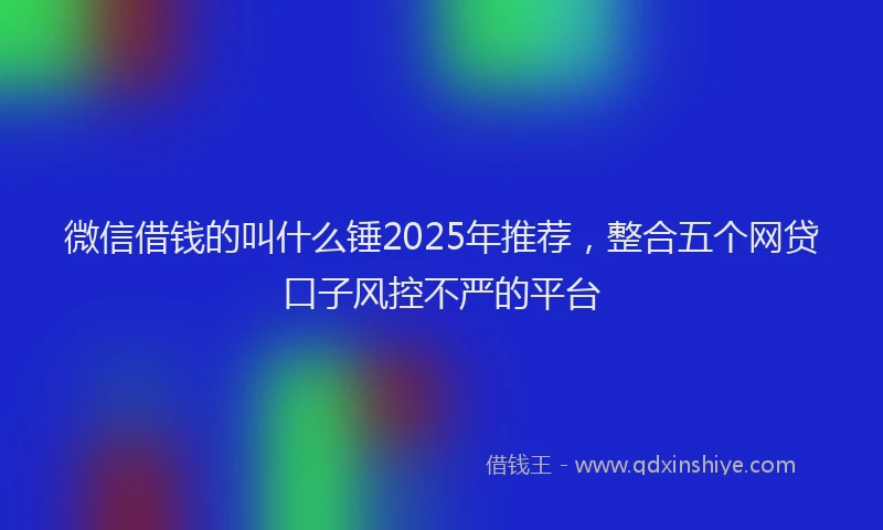微信借钱的叫什么锤2025年推荐，整合五个网贷口子风控不严的平台