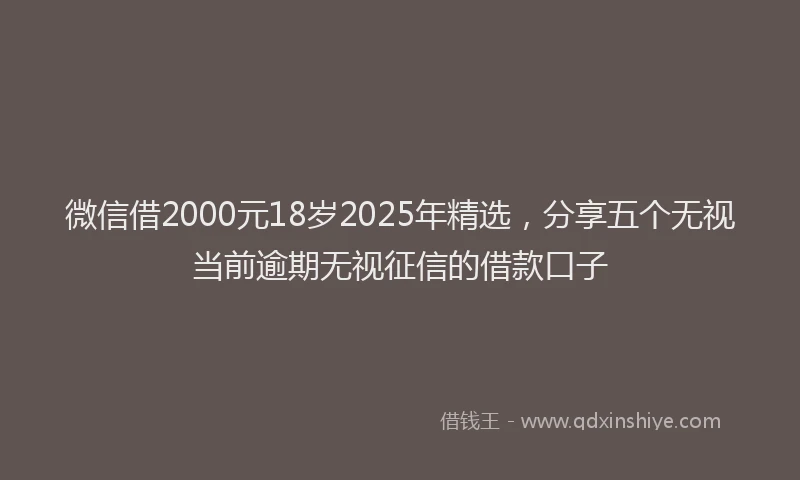 微信借2000元18岁2025年精选，分享五个无视当前逾期无视征信的借款口子