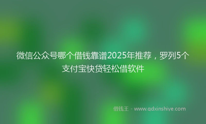 微信公众号哪个借钱靠谱2025年推荐，罗列5个支付宝快贷轻松借软件