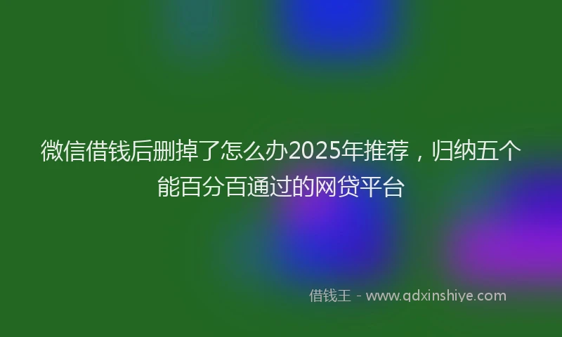微信借钱后删掉了怎么办2025年推荐，归纳五个能百分百通过的网贷平台