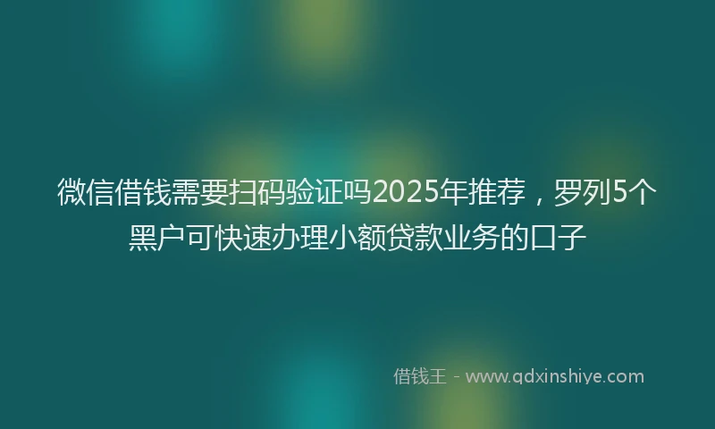 微信借钱需要扫码验证吗2025年推荐，罗列5个黑户可快速办理小额贷款业务的口子