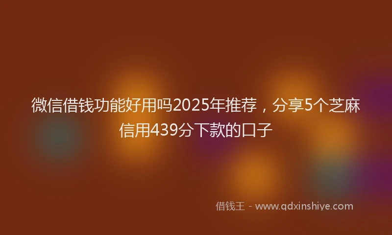 微信借钱功能好用吗2025年推荐，分享5个芝麻信用439分下款的口子