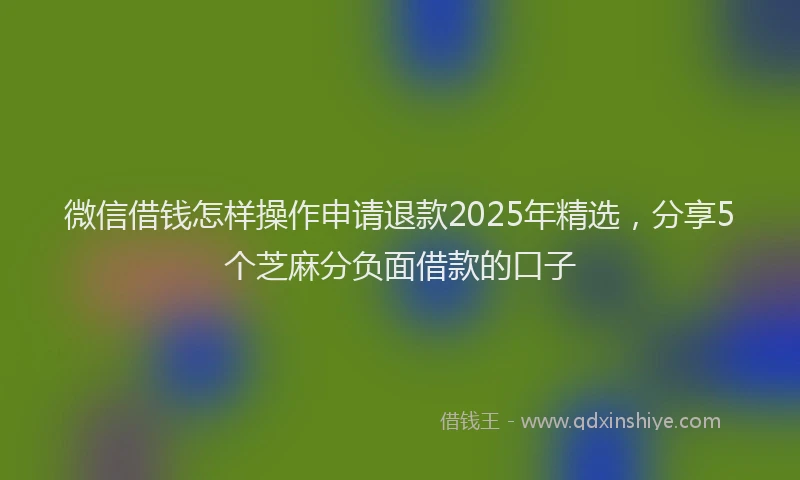 微信借钱怎样操作申请退款2025年精选，分享5个芝麻分负面借款的口子