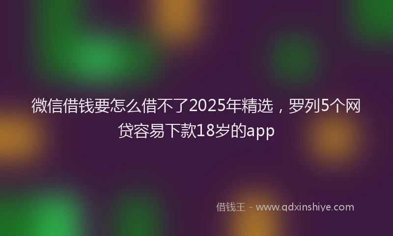 微信借钱要怎么借不了2025年精选，罗列5个网贷容易下款18岁的app